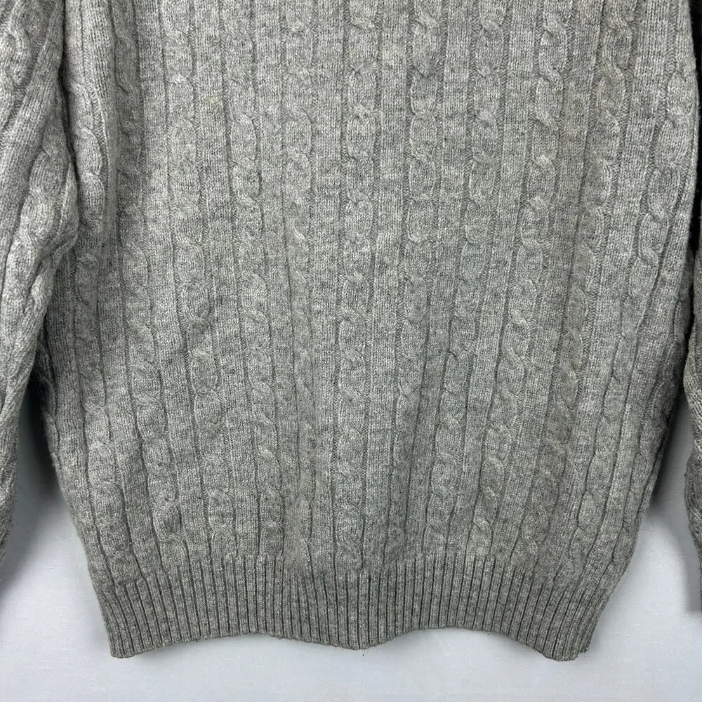 L.L. Bean Cable Knit Lambswool Sweater Gray WW48 Size XL Tall (Measures Men's L)